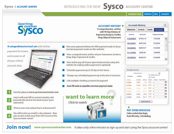 Email Sysco Account Center